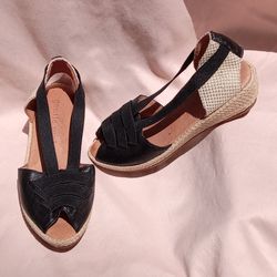 Women's Leather Slingback Wedge Sandals sz 5 1/2 