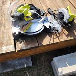 Ryobi corded electric 14amp 10" miter saw, 7 1/4" circular saw