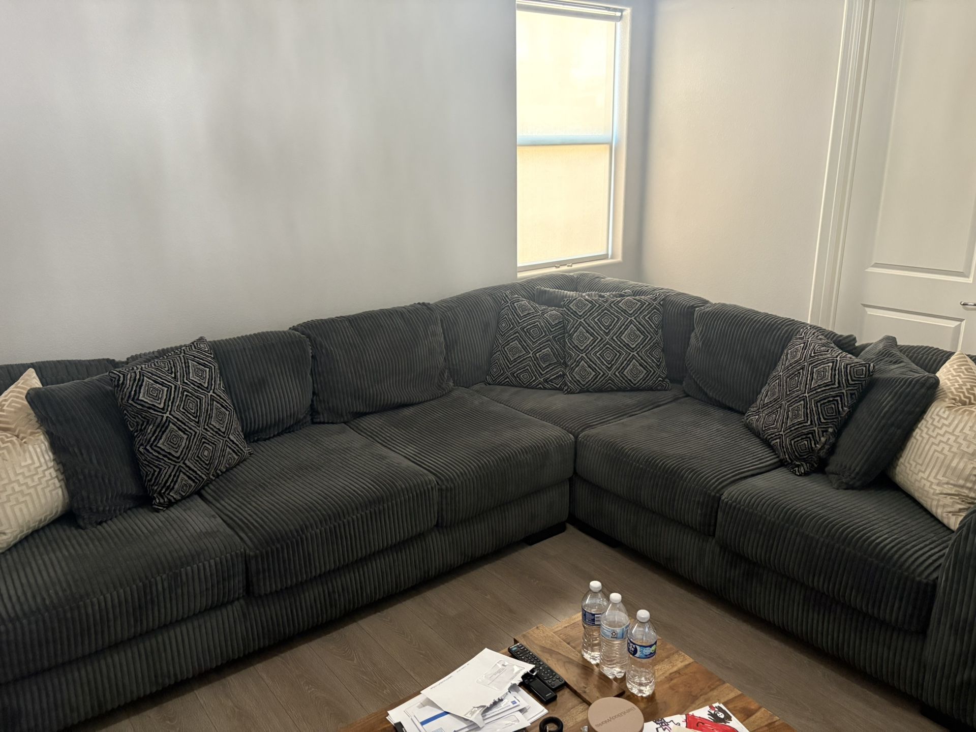 Dark Grey L Shaped Couch 