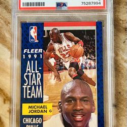 NBA 1991 Fleer Chicago Bulls Michael Jordan PSA Graded 8 NM-MT Basketball Card