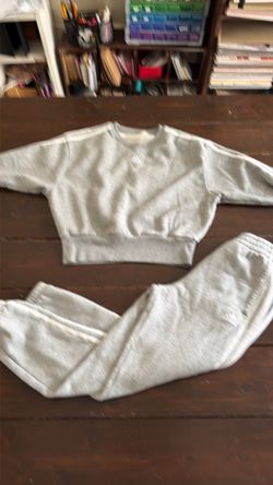 Adidas Gray Crop Sweatshirt and Jogger Set
