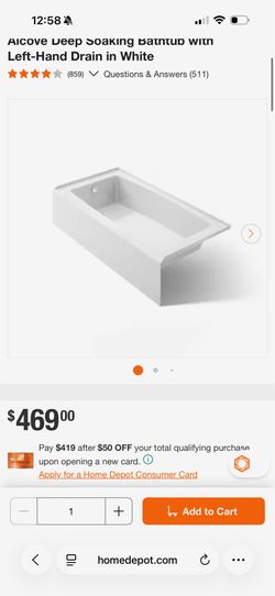 Kohler elmbrook tub new in box