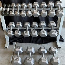 Cast Iron Dumbbells w/Stand - Cash Only