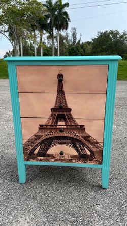 Bedside/Nightstand with 4 drawers-Paris Eiffel Tower