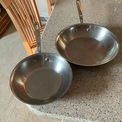 Two Emeril Lagasse Stainless Steel Fry Pans 8 Inch And 10 Inch