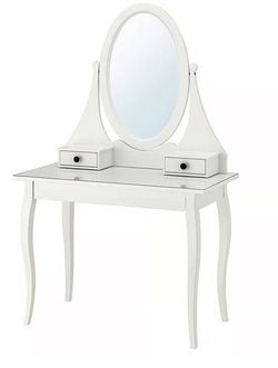 IKEA Vanity Dressing Table Desk With Drawers And Protective Glass Top 