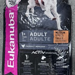 Eukanuba Adult Dry Medium Breed Dog Food, 30 lb Bag. 