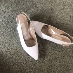 White Leather Sling Backs