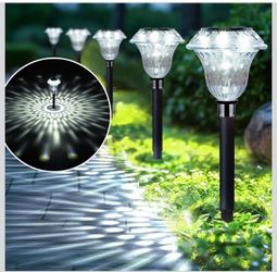 Solar Pathway Lights, Waterproof Garden Decor 6 Pack Cool White 6500K LED Outdoor Solar Lights for Garden Path, Auto On/Off Solar Powered Yard