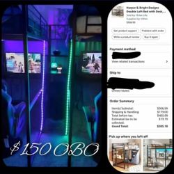 Twin Size Double Loft Bunk Bed With A 2 Gamming Desk