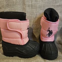 POLO Ralph Lauren Girls Insulated Pink Black Snow Boots Size 5 