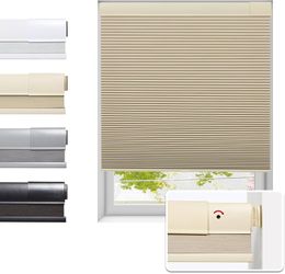 Tonature No Drill Cellular Shades for Indoor Windows, Beige, 29" W x 64" H A2