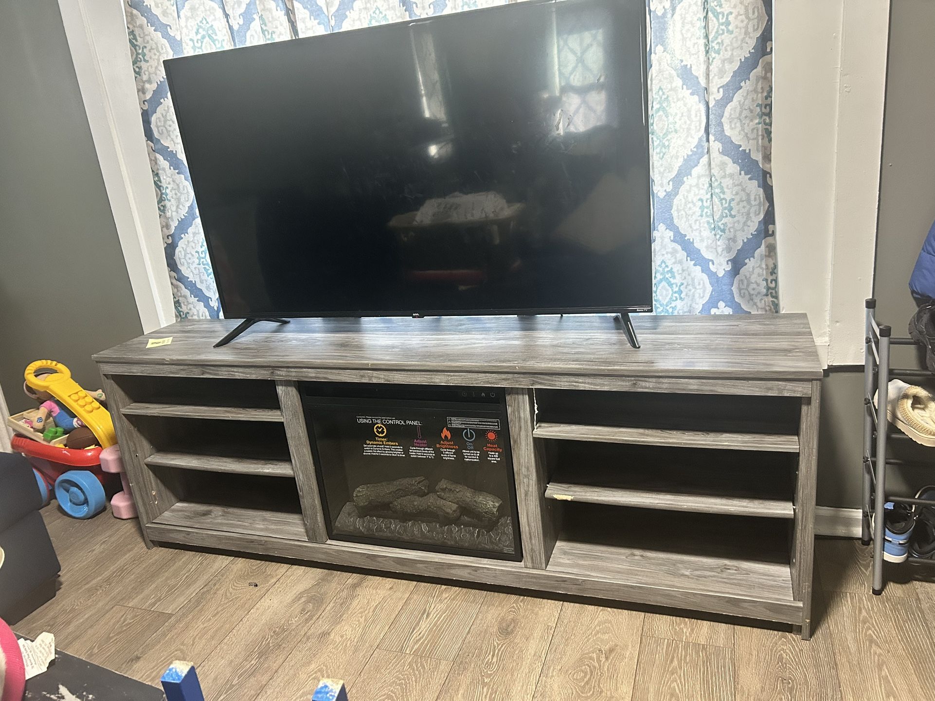 Fire Place TV Stand Holds 82in