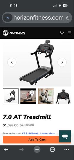 HORIZON FITNESS 7.0 TREADMILL. HARDLY USED IT. MOVING AND NEED TO DOWNSIZE ON EVERYTHING. WORKS PERFECTLY FINE