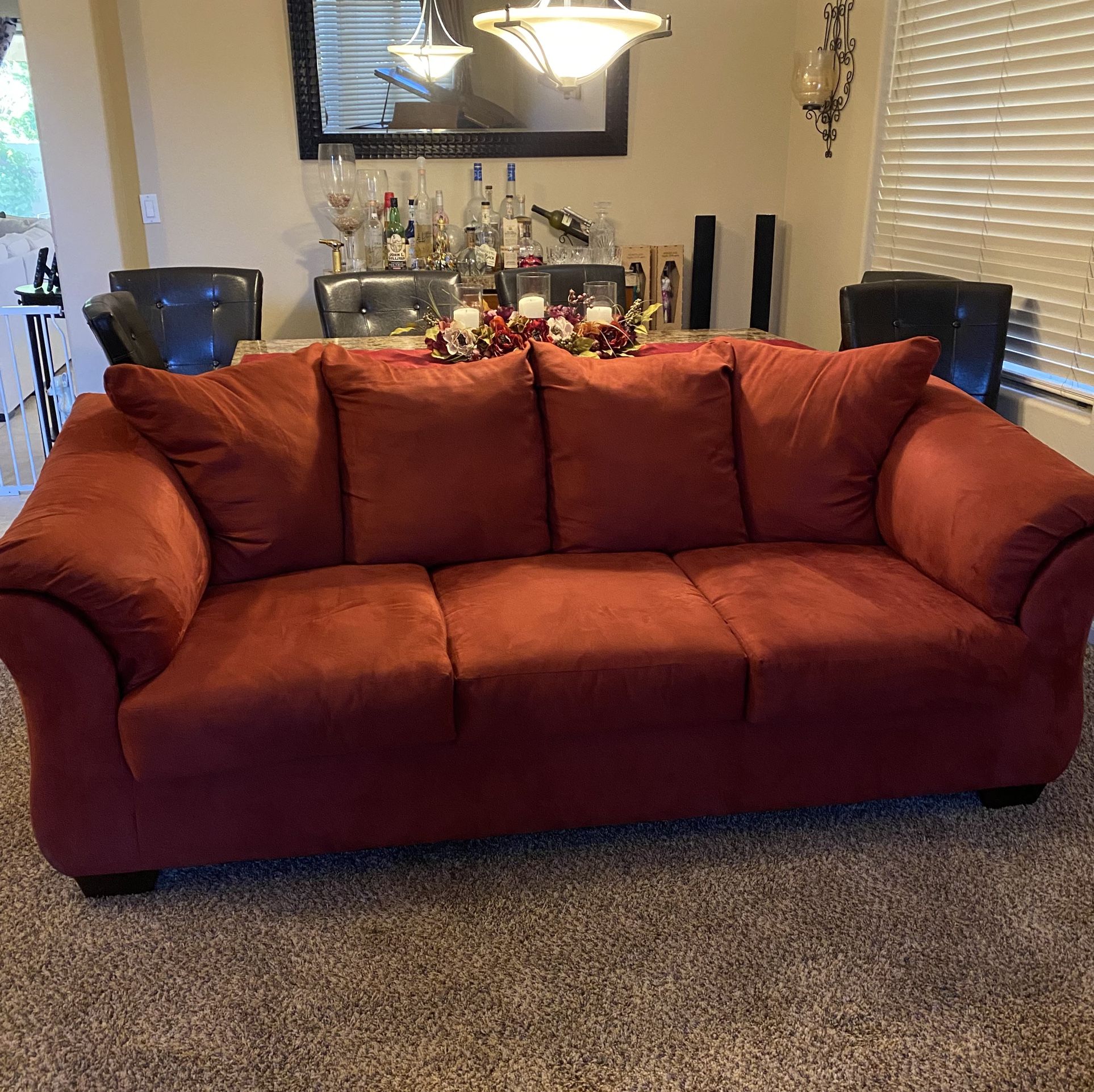 Burgundy Sofa & Loveseat