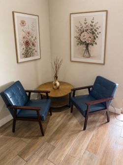 Blue Accent Chair, Mid-Century Modern x 2