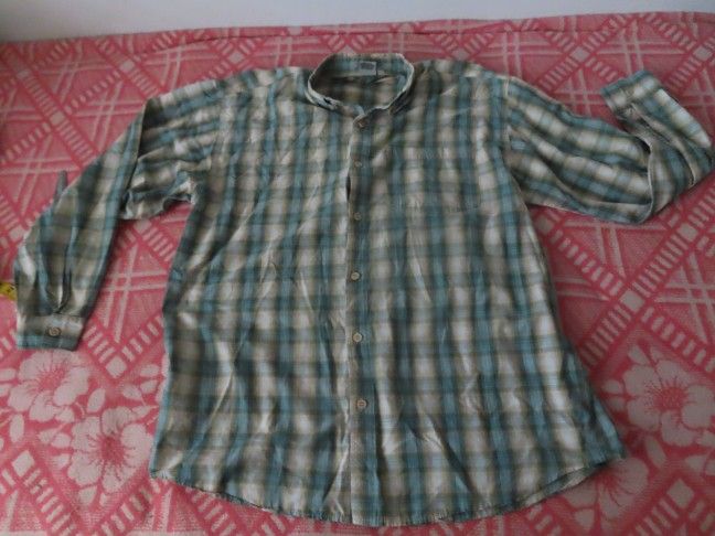 hand craft jeans button up shirt M made in usa shadow plaid
