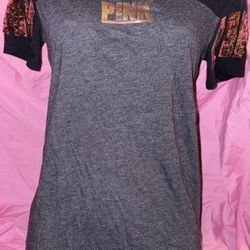 Victoria’s Secret Gold Black Sequin Bling T-Shirt Size XS