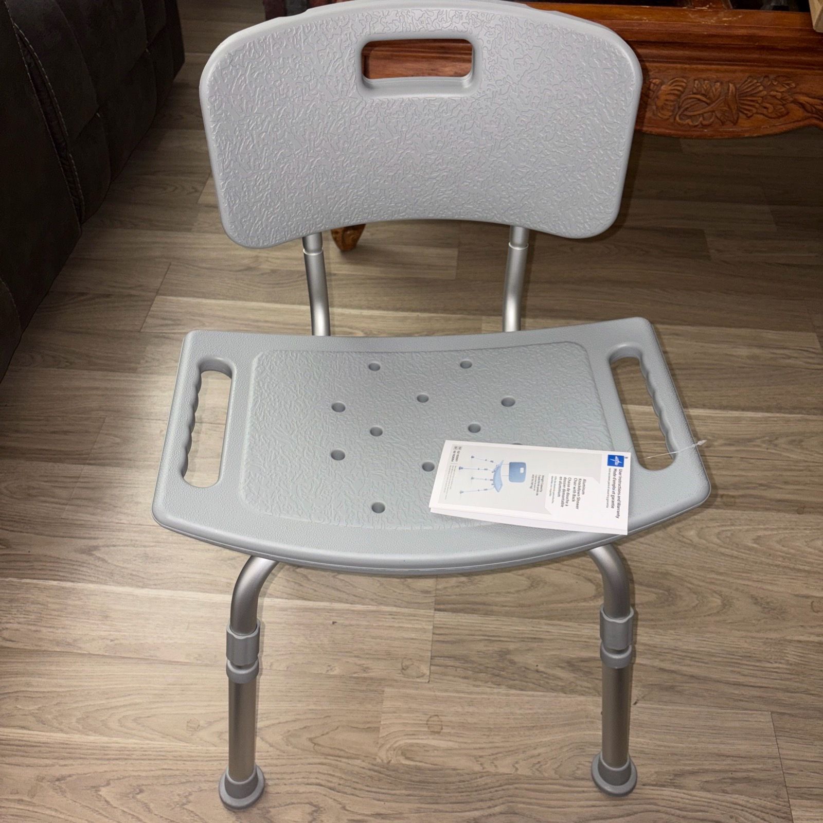 Medline Shower Chair With Back (Aluminum)