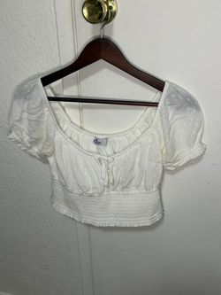 Hollister White Smocked Crop Top