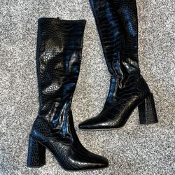 Snake Skin High Heel Boots 