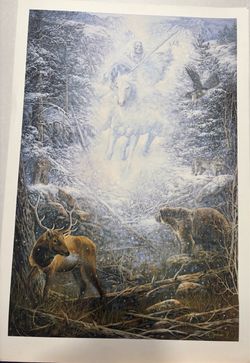 Native American Wildlife Art print "SNOW RIDER"