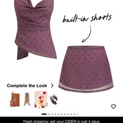 Brand new women medium set mini skirt outfit polkadot
