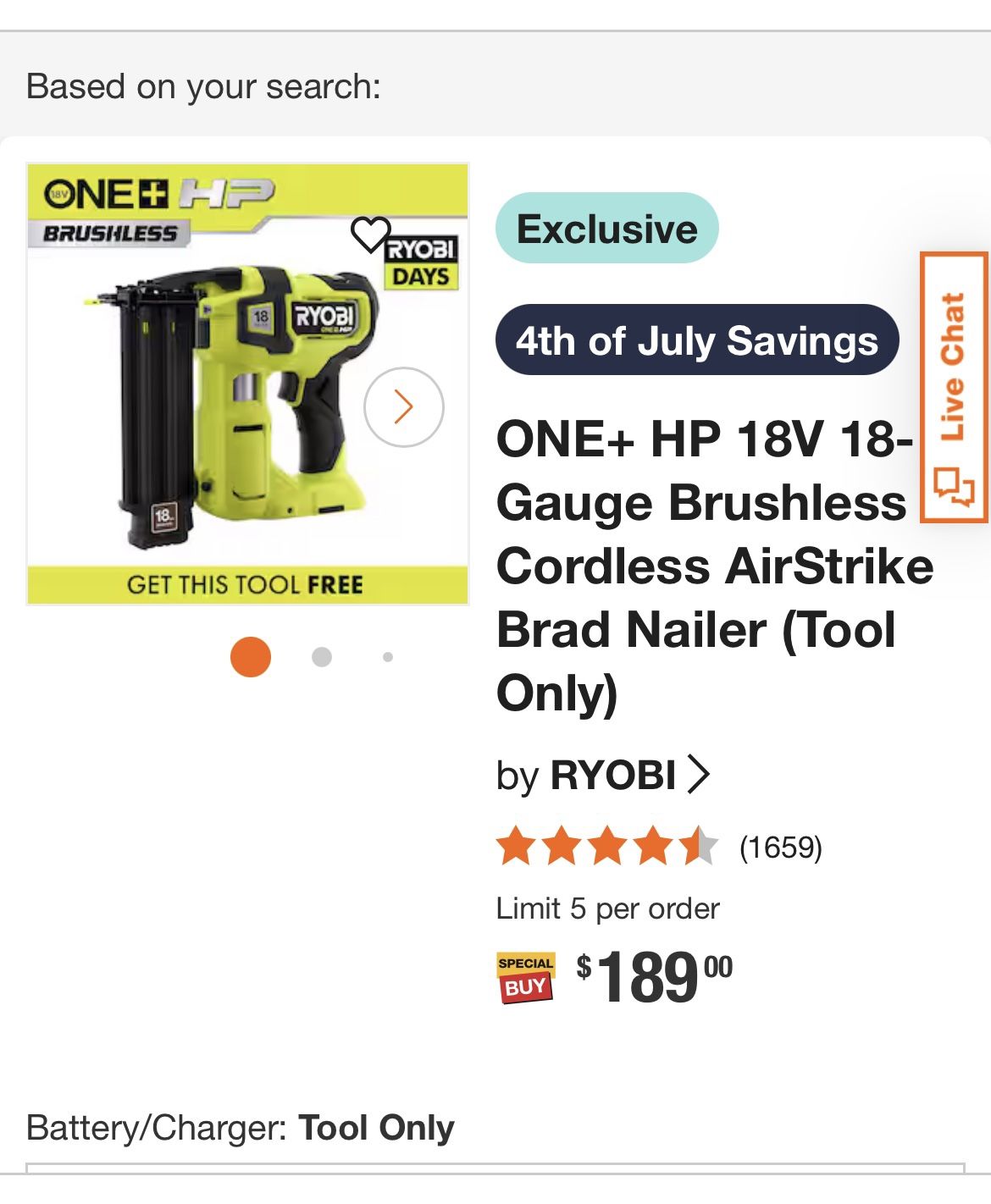 ONE+ HP 18V 18-Gauge Brushless Cordless AirStrike Brad Nailer (Tool Only) by RYOBI >