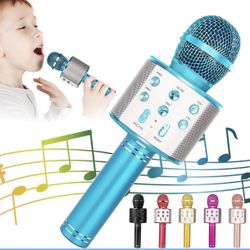 Wireless Bluetooth Karaoke Microphone for Kids, 5-in-1 Portable Handheld Karaoke Mic Speaker Player Recorder with Adjustable Remix FM Radio for Kids G
