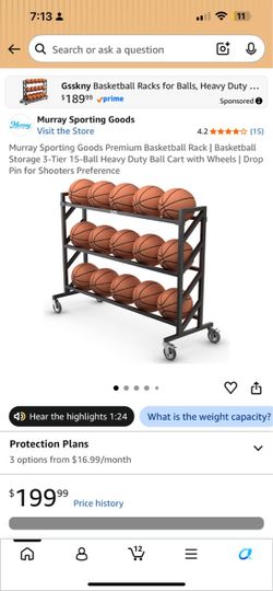 Murray Sporting Goods Basketball Rack | 15-Ball 3-Tier | Brand New