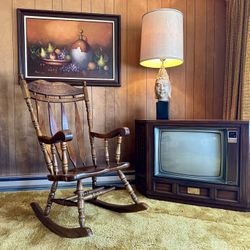 Vintage Hand Carved Wood Rocking Chair