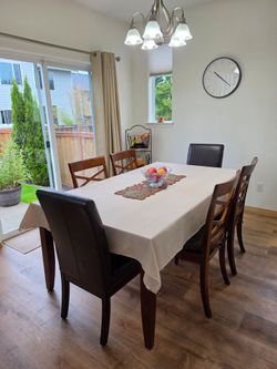Mango wood folding dining table set with 6 chairs