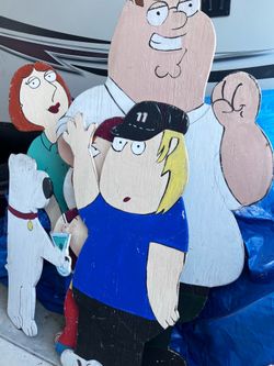 Rare Family Guy Wooden Christmas Yard Decorations / Hand Painted Outdoor Cutouts