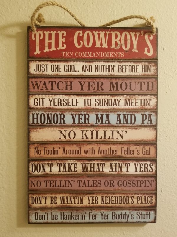 New The Cowboy/'s Ten Commandments Plaque Western Decor Home and Wall Decor