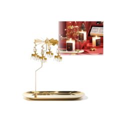 Christmas Spinning Candle Holder,Deer Rotating Candlestick Set for Candle Lover, Romantic Wedding, Christmas Party, Fireplace Decor, Home Table Decora