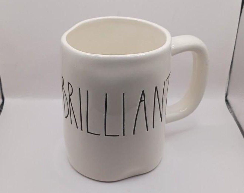 Rae Dunn Artisan Collection by Magenta "Brilliant" Mug, white, black letters