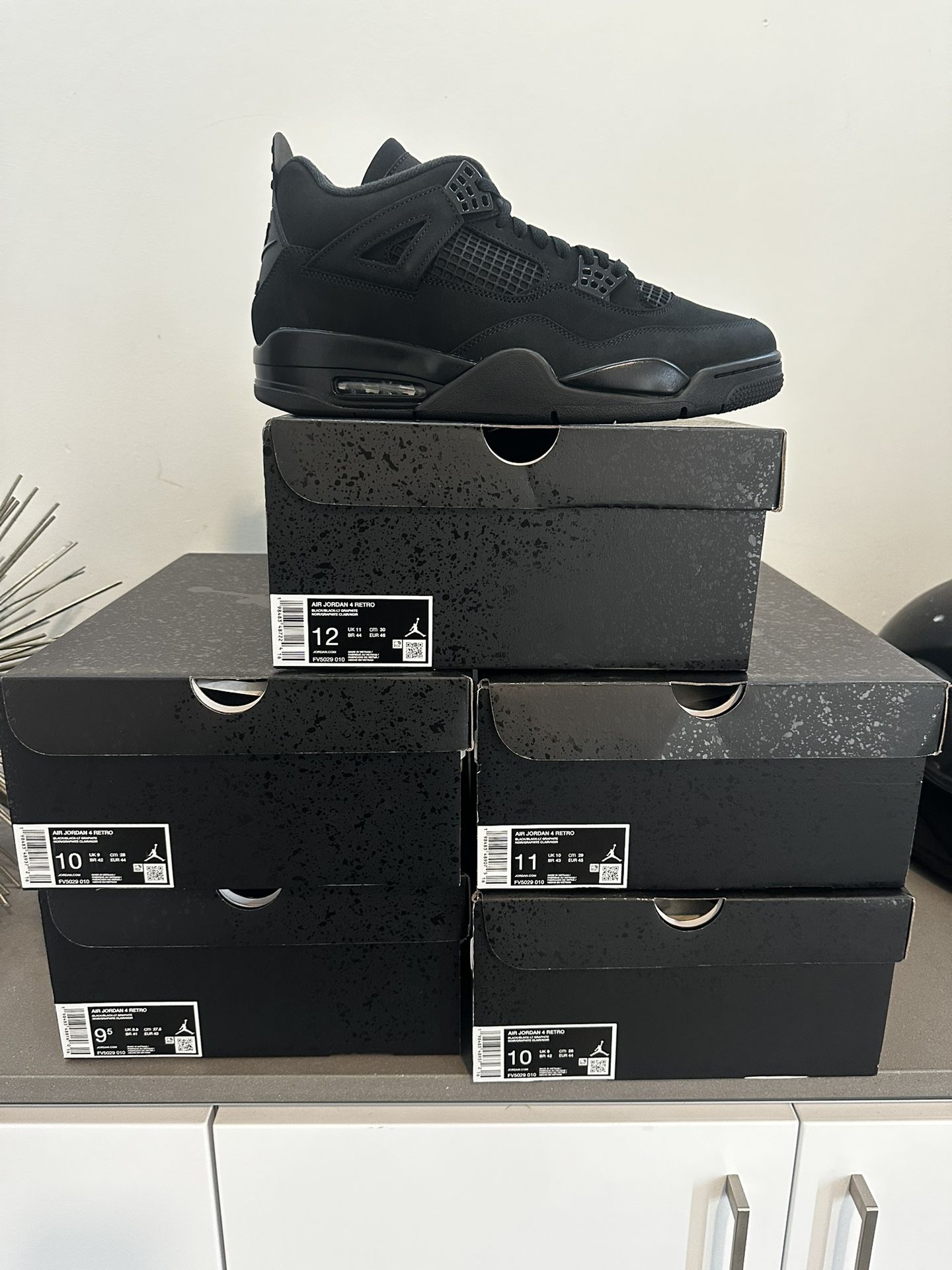 New Jordans Black Cats 4s Size 9 11 12 
