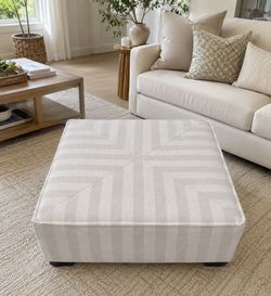 Beautiful Neutral Striped Ottoman / Coffee Table