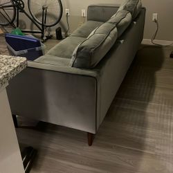 Mid Century Sofa (steel Grey Velvet Sofa)
