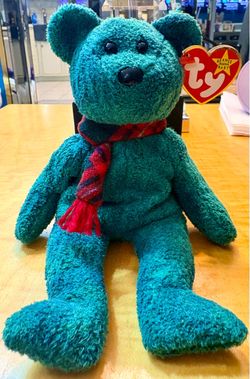 Ty Beanie Baby Green Bear with Scarf