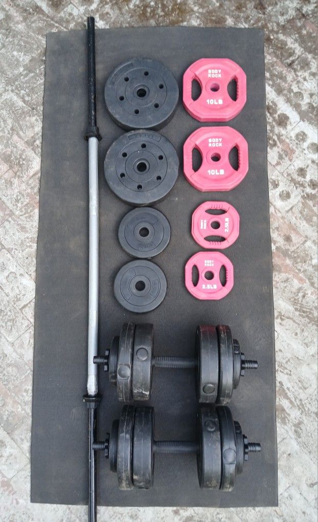 Barbell With Dumbbells Set