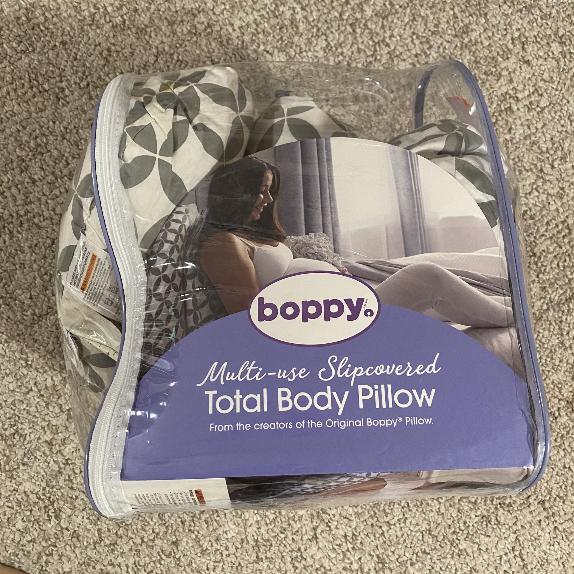  Boppy Multi-Use Slipcovered Total Body Pillow, Ring Toss Gray
