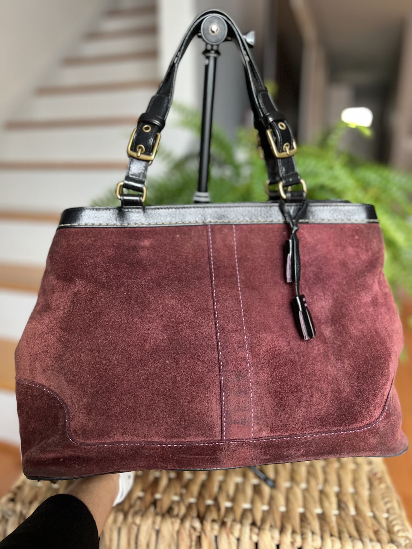 Coach Expandable Tote bag - Burgundy Suede