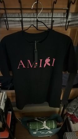 Amiri Black T-Shirt with Pink Logo Size Large