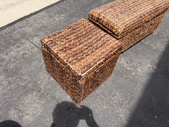 BirdRock Home Brown Wash Seagrass Storage Cubes