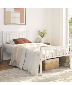 2 for $70 White Metal Bed Frame with Headboard and Footboard