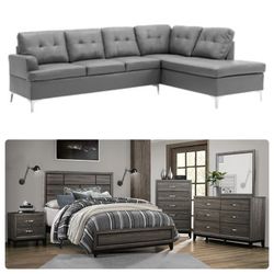 Bedroom Set and Sectional Sofa Combo