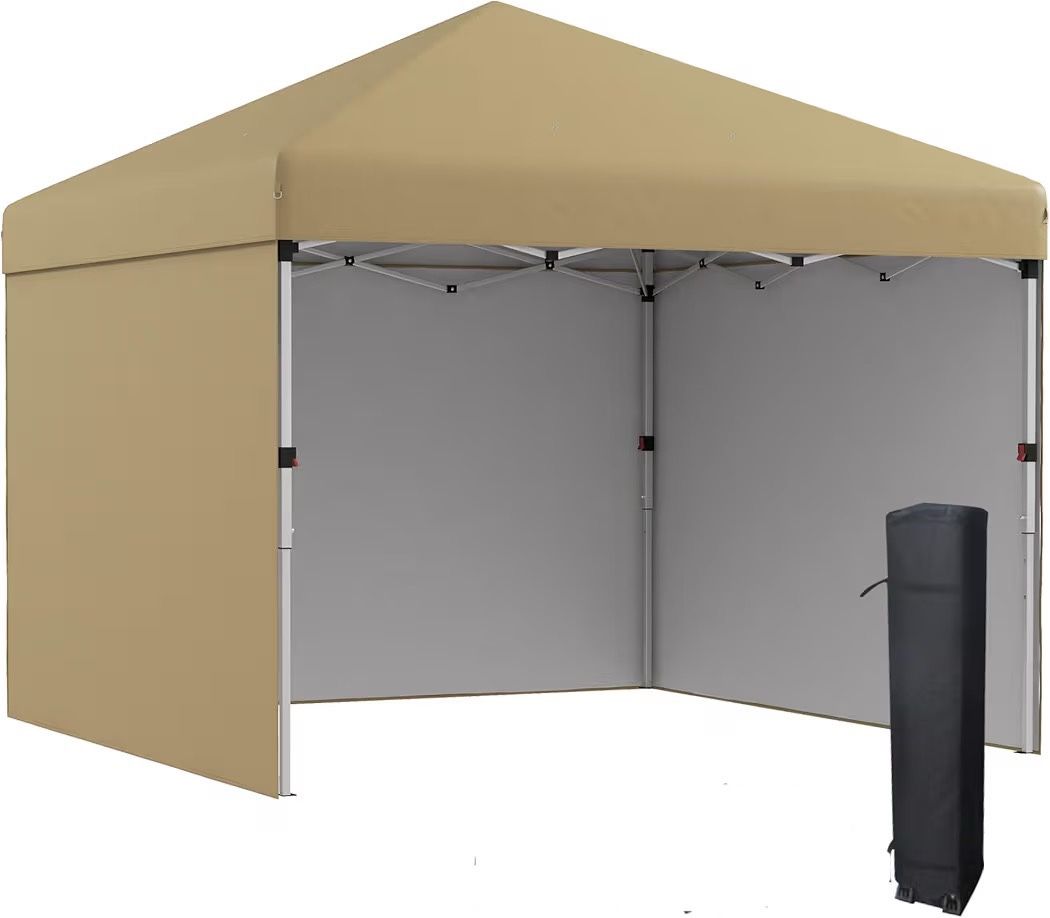 10' x 10' Pop Up Canopy Tent with 3 Sidewalls Leg Weight Bags and Carry Bag Height Adjustable Instant Party Tent Event Shelter Gazebo for Garden P