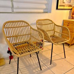 Metal & Wicker Chairs (2) OBO