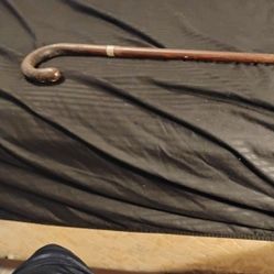 Old Walking Cane Sterling Silver Inlaid Mahogany. 75